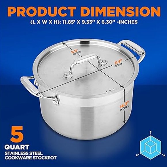 5-Quart Stainless Steel Stockpot ( new with box) - Picture 6 of 7